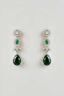 Gold Finish Emerald & Diamond Necklace Set