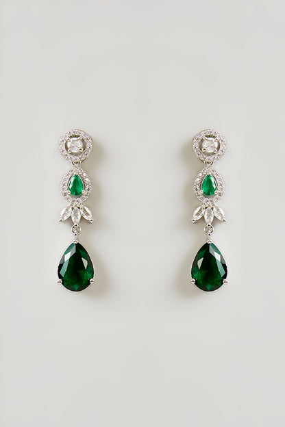 Gold Finish Emerald & Diamond Necklace Set