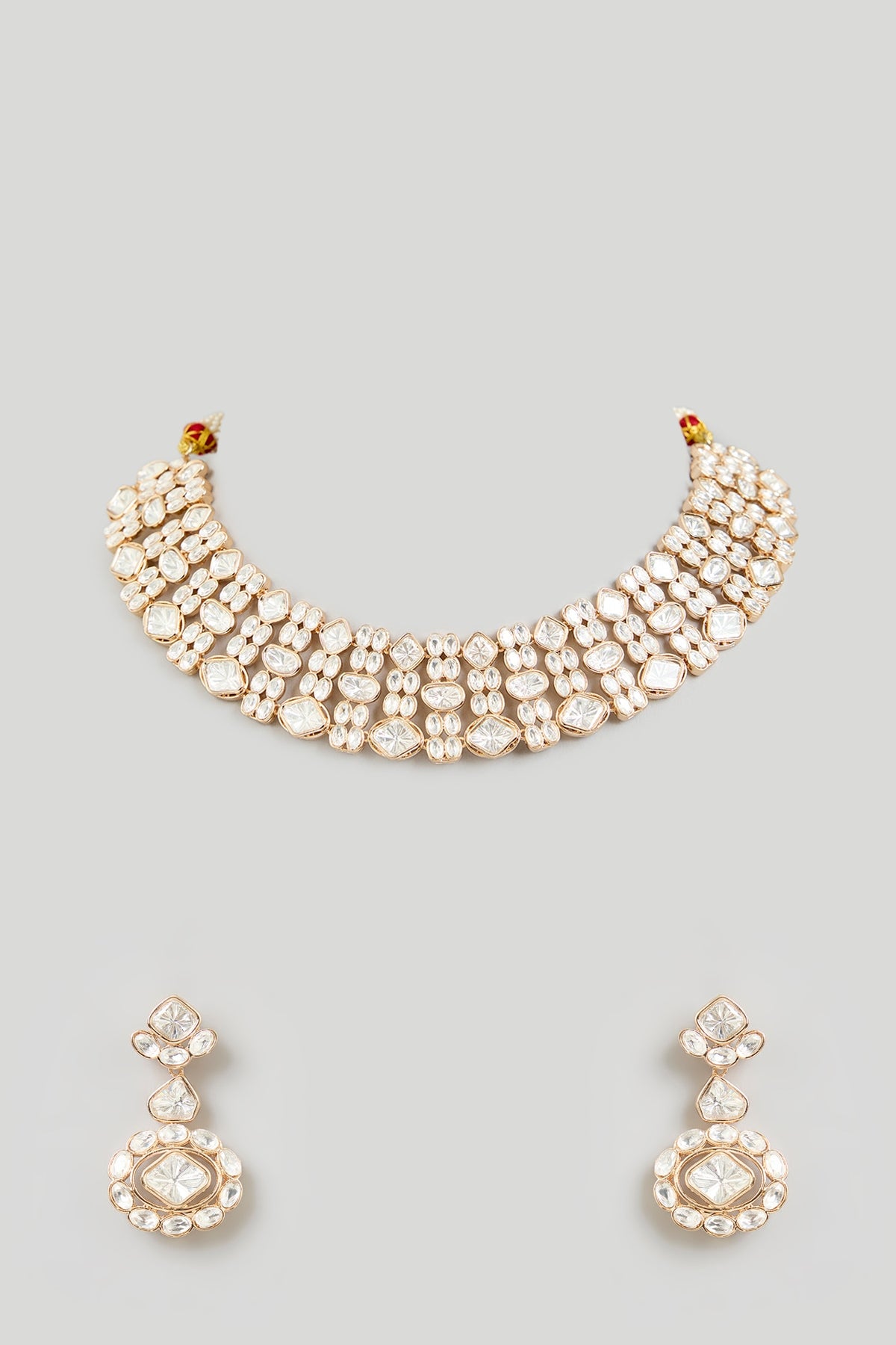 Gold Finish Diamond Choker Necklace Set