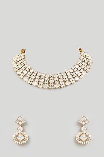 Gold Finish Diamond Choker Necklace Set