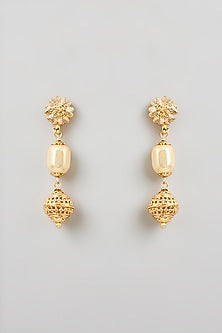 Gold Finish Pearl & Beaded Necklace Set