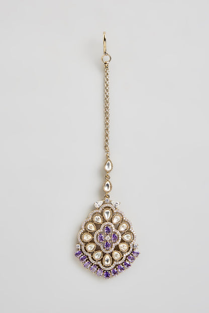 Gold Finish Kundan Polki Maang Tikka