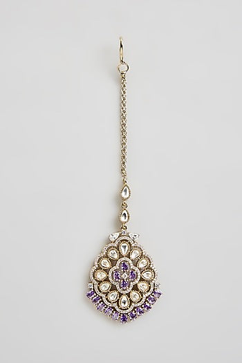 Gold Finish Kundan Polki Maang Tikka