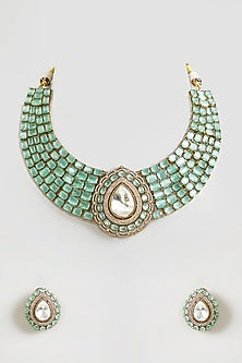 Gold Finish Green Zircon Necklace Set
