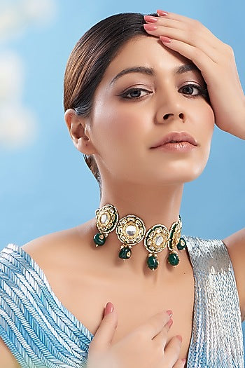 Gold Plated Kundan Polki Choker Necklace