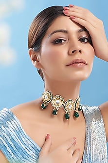 Gold Plated Kundan Polki Choker Necklace