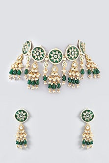 Gold Plated Kundan Polki Choker Necklace Set