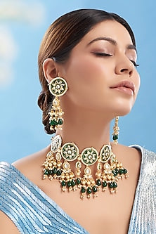 Gold Plated Kundan Polki Choker Necklace Set