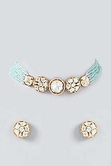 Gold Plated Kundan Polki Choker Necklace Set