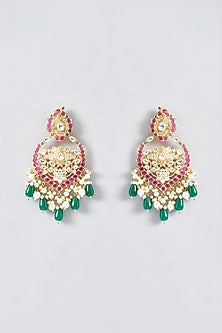 Gold Plated Kundan Polki Chandbali Earrings