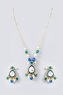 Gold Plated Kundan Polki Long Necklace Set