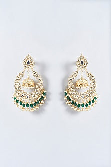 Gold Plated Kundan Polki Chandbali Earrings
