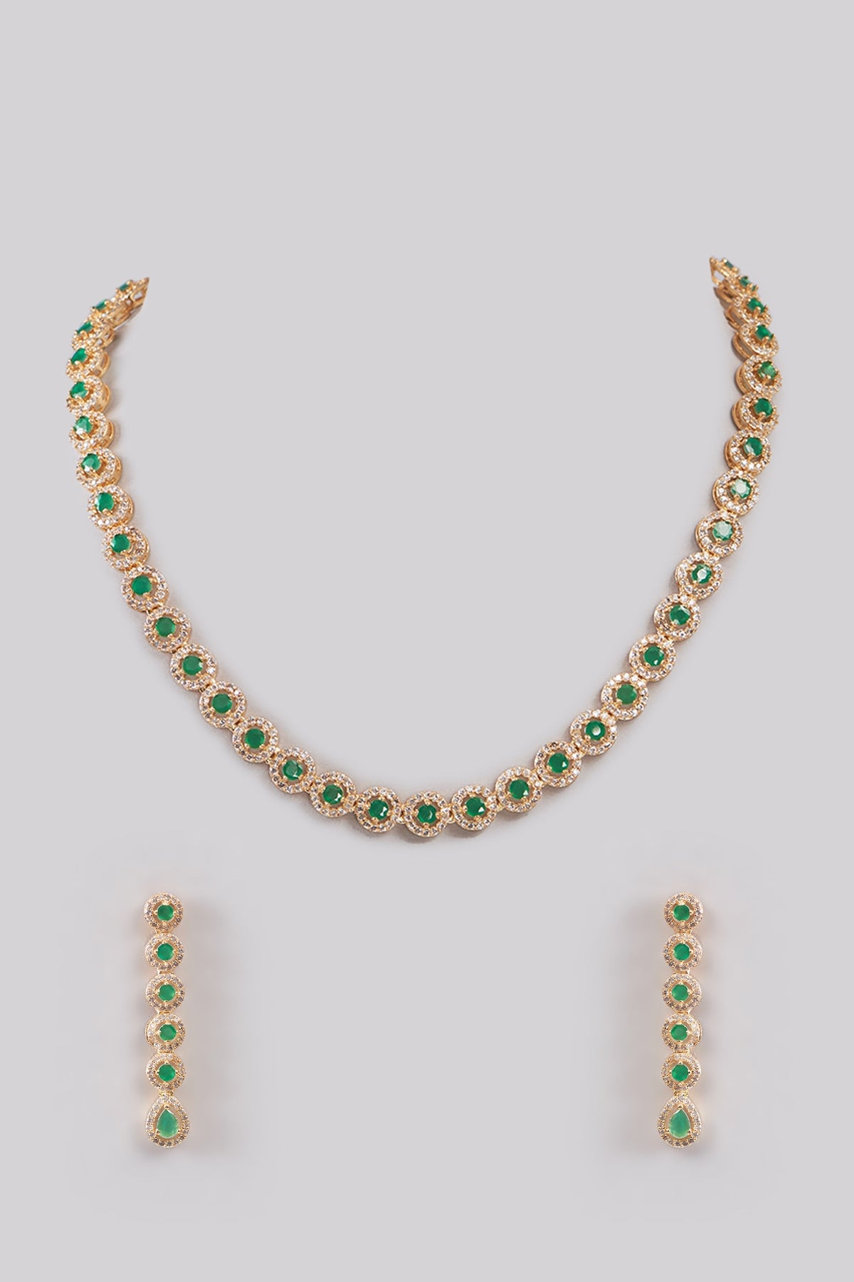 Gold Plated Green Kundan Polki Necklace Set