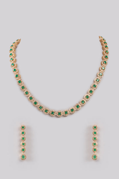 Gold Plated Green Kundan Polki Necklace Set
