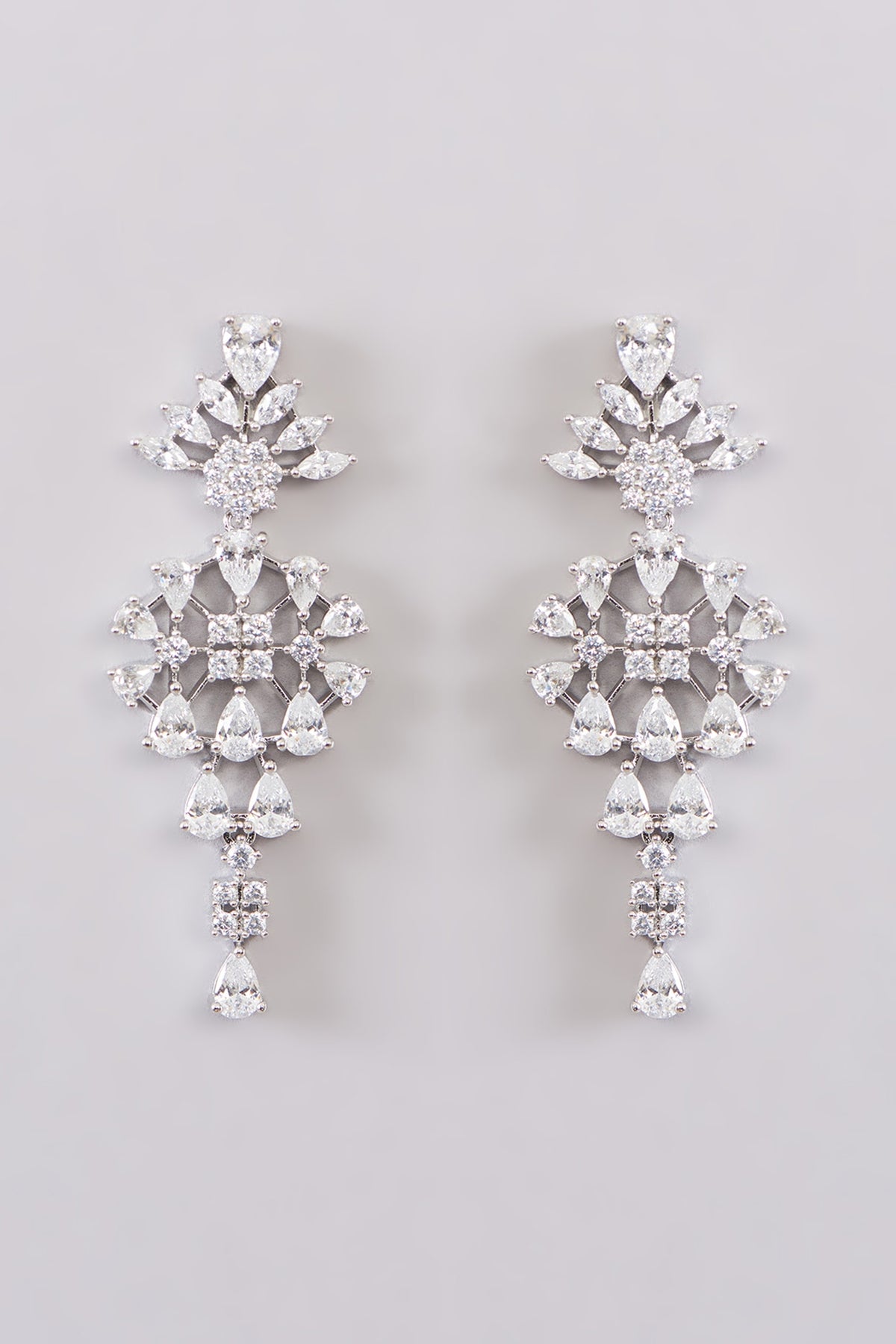 White Rhodium Finish Zircon Necklace Set