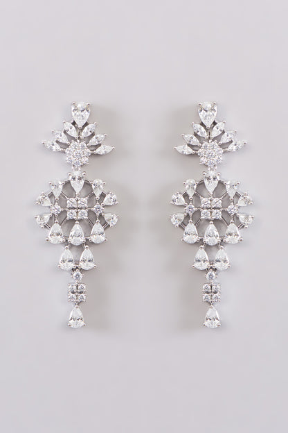 White Rhodium Finish Zircon Necklace Set