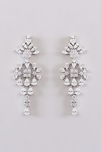 White Rhodium Finish Zircon Necklace Set