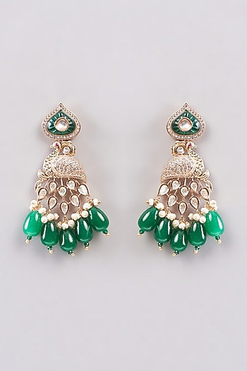 Gold Plated Green Kundan Polki Necklace Set