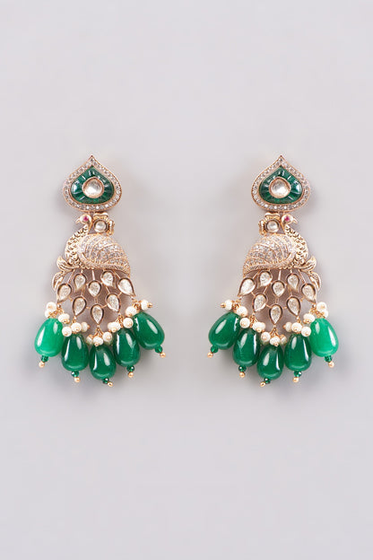 Gold Plated Green Kundan Polki Necklace Set