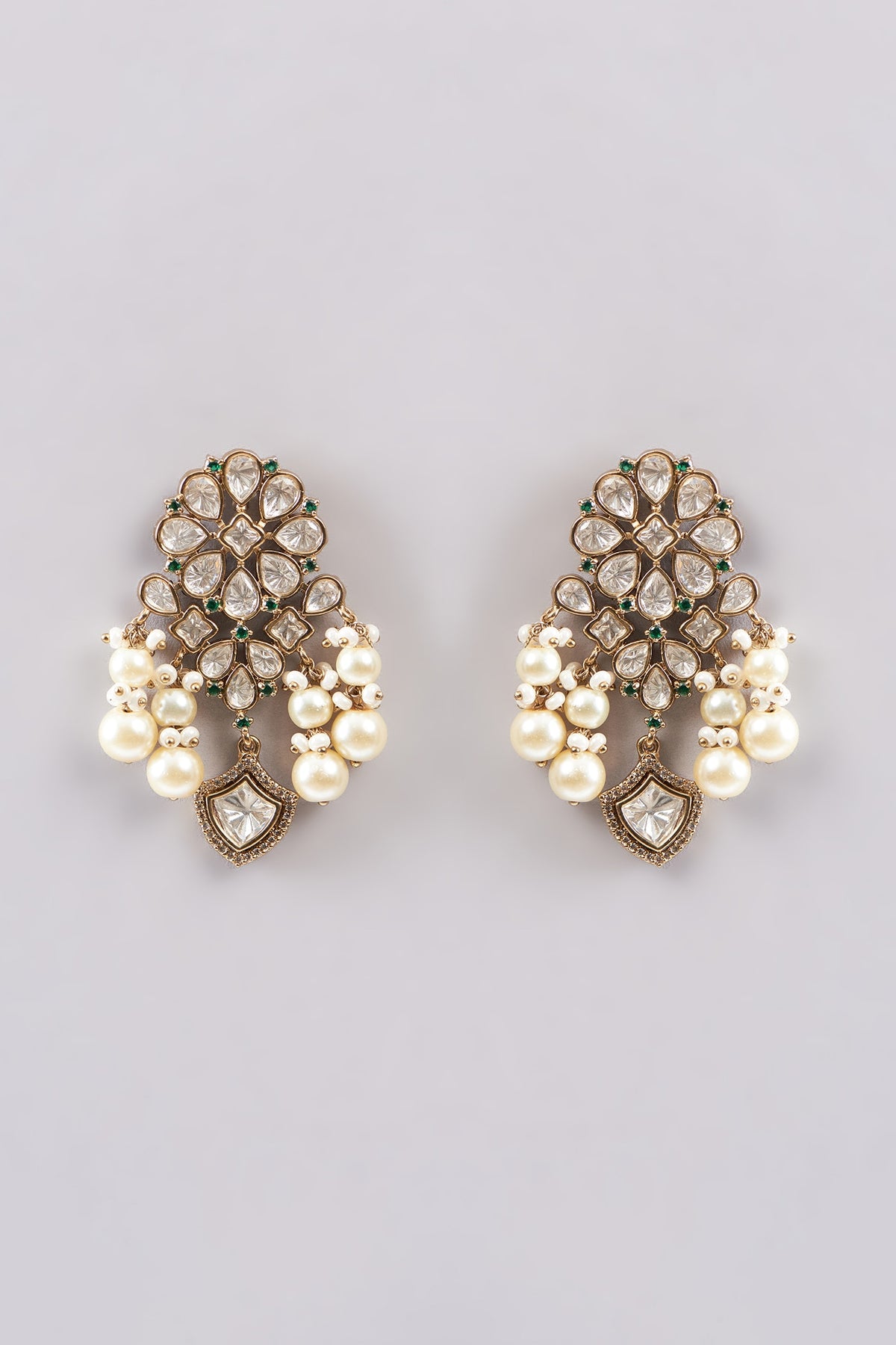 Gold Plated White Kundan Polki Necklace Set