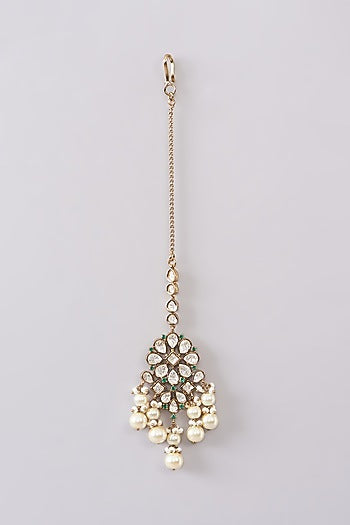 Gold Plated White Kundan Polki Necklace Set