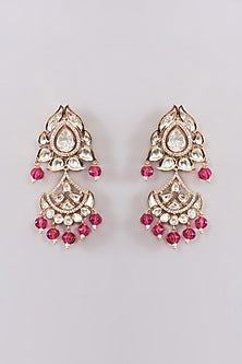 Gold Plated Kundan Polki & Red Beaded Necklace Set