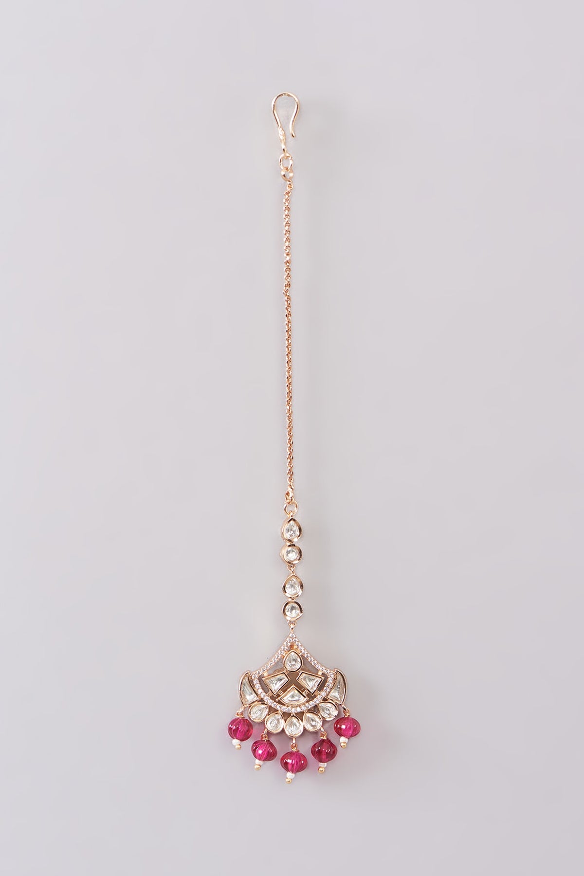 Gold Plated Kundan Polki & Red Beaded Necklace Set