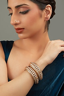 Gold Plated White Kundan Polki Bangle