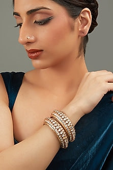 Gold Plated White Kundan Polki Bangle