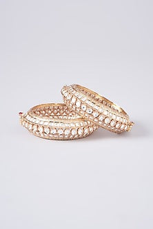 Gold Plated White Kundan Polki Bangle