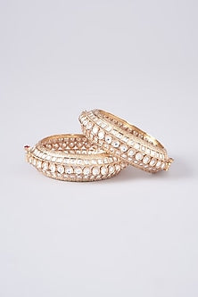 Gold Plated White Kundan Polki Bangle