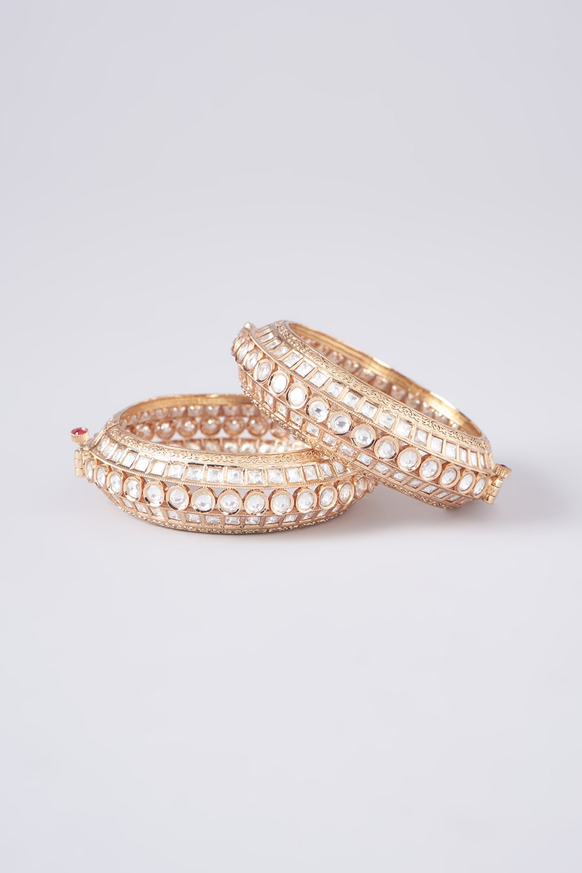 Gold Plated White Kundan Polki Bangle