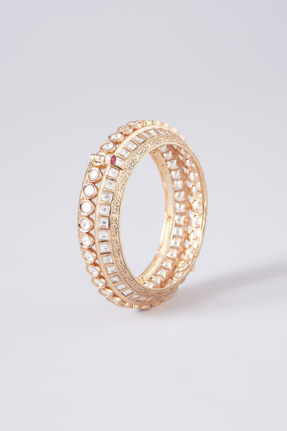 Gold Plated White Kundan Polki Bangle
