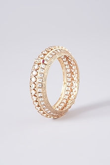 Gold Plated White Kundan Polki Bangle