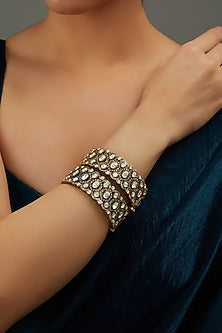 Gold Plated White Kundan Polki Bangle