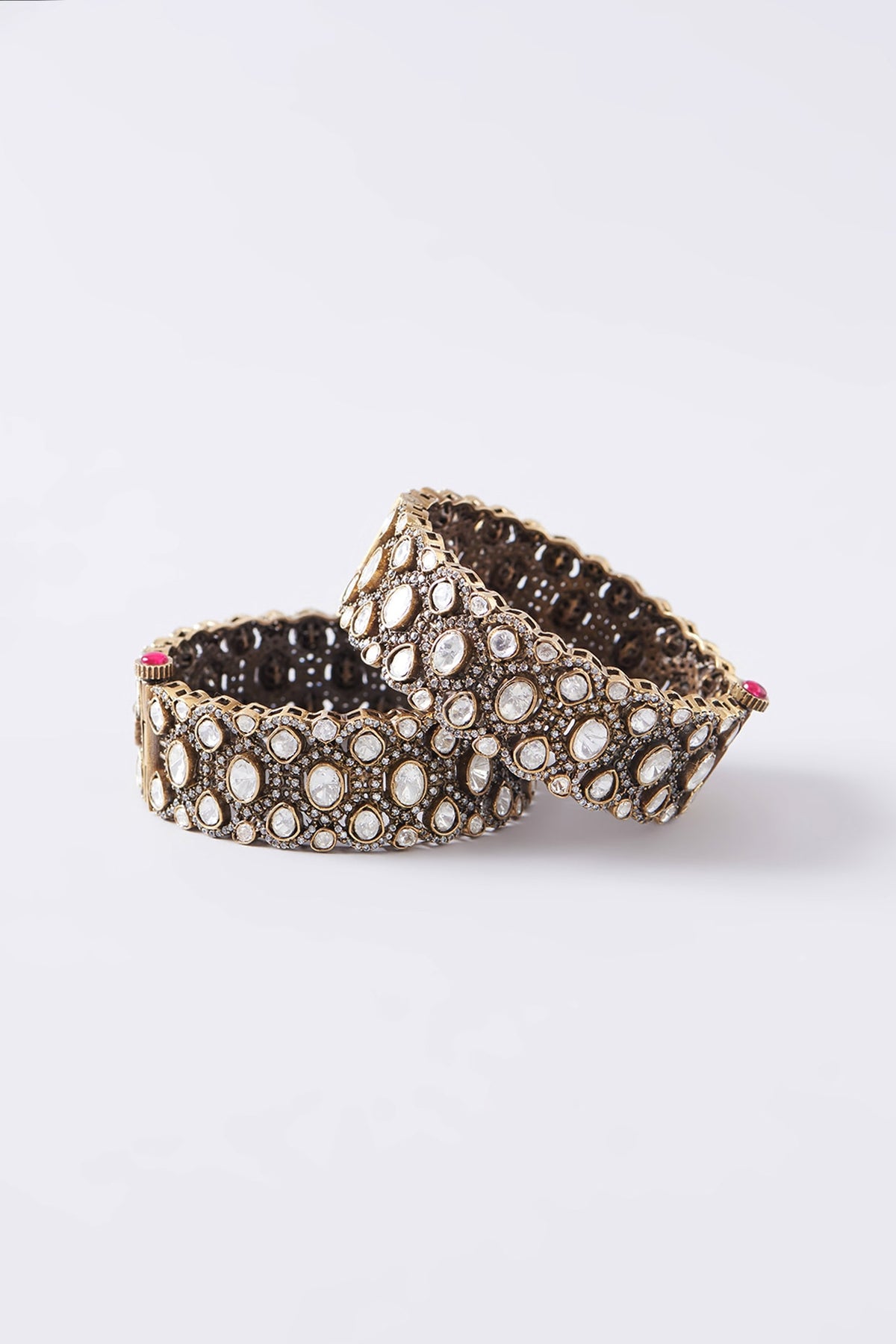 Gold Plated White Kundan Polki Bangle