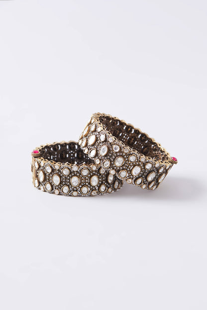 Gold Plated White Kundan Polki Bangle