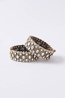 Gold Plated White Kundan Polki Bangle
