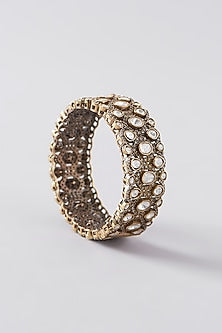 Gold Plated White Kundan Polki Bangle