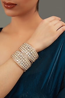 Gold Plated Kundan Polki Handcrafted Bangle