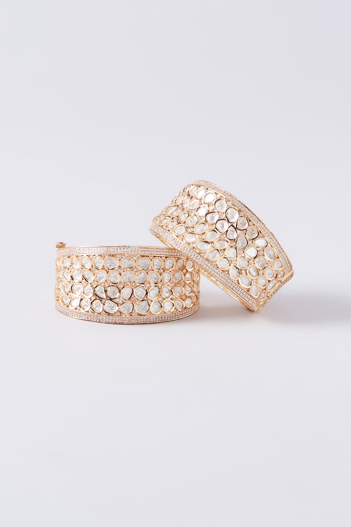 Gold Plated Kundan Polki Handcrafted Bangle