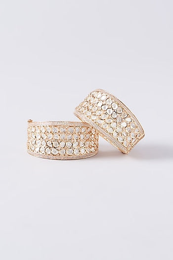 Gold Plated Kundan Polki Handcrafted Bangle