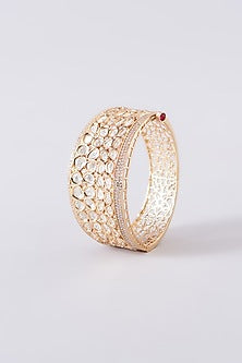 Gold Plated Kundan Polki Handcrafted Bangle