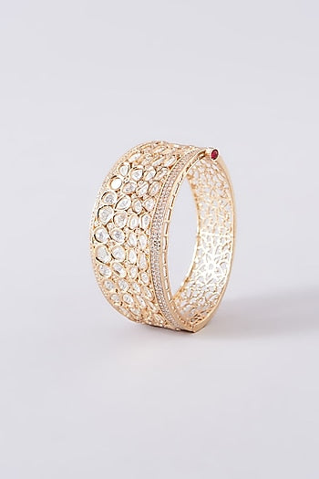 Gold Plated Kundan Polki Handcrafted Bangle