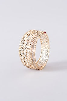 Gold Plated Kundan Polki Handcrafted Bangle
