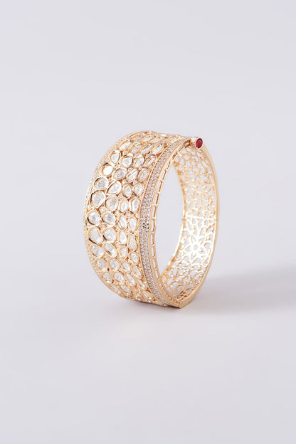 Gold Plated Kundan Polki Handcrafted Bangle