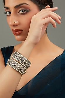 Gold Plated Kundan Polki Handcrafted Bangle (Set Of 1)