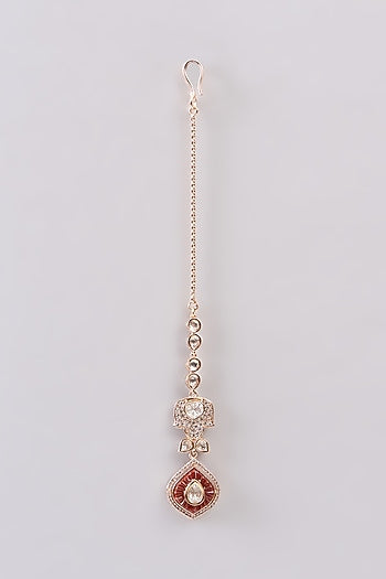 Gold Plated Red Kundan Polki Handcrafted Necklace Set