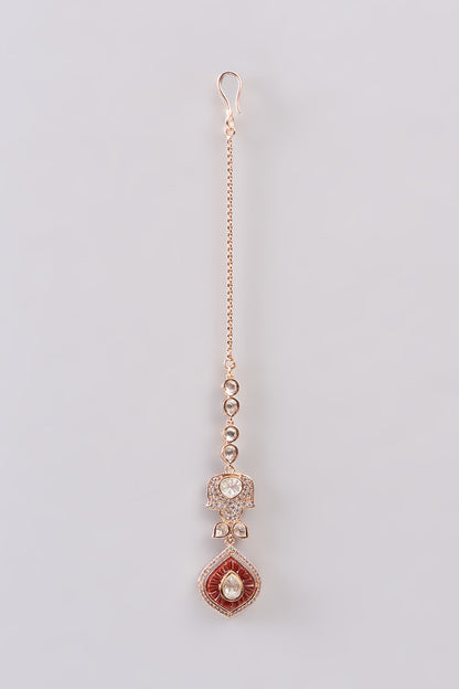 Gold Plated Red Kundan Polki Handcrafted Necklace Set