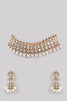Gold Plated Kundan Polki Choker Necklace Set
